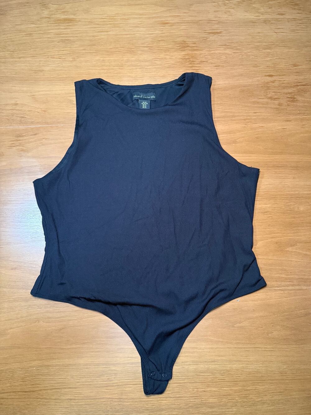 House of Harlow 1960 Women’s XL Black Ribbed Sleeveless Thong Bodysuit Tank